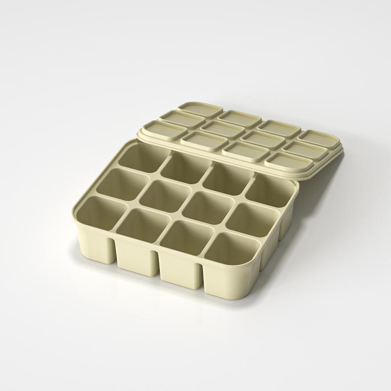 Baby Ice Cube Tray Silicone With Lids Flexible Ice Molds For Beverages,Baby Food Storage Mould, Bpa-Free