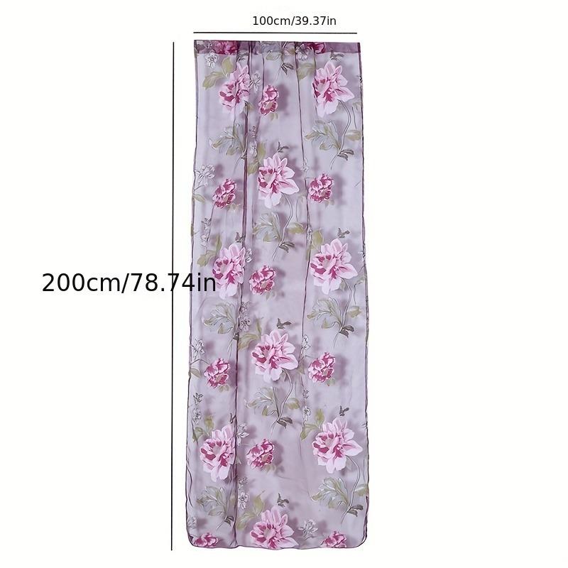 Peony Curtain Hanging 100x200cm Sheer Voile Door Window Room Divider Elegant Valance For Living Room Bedroom Luxury Home Decor Upgrade High Quality