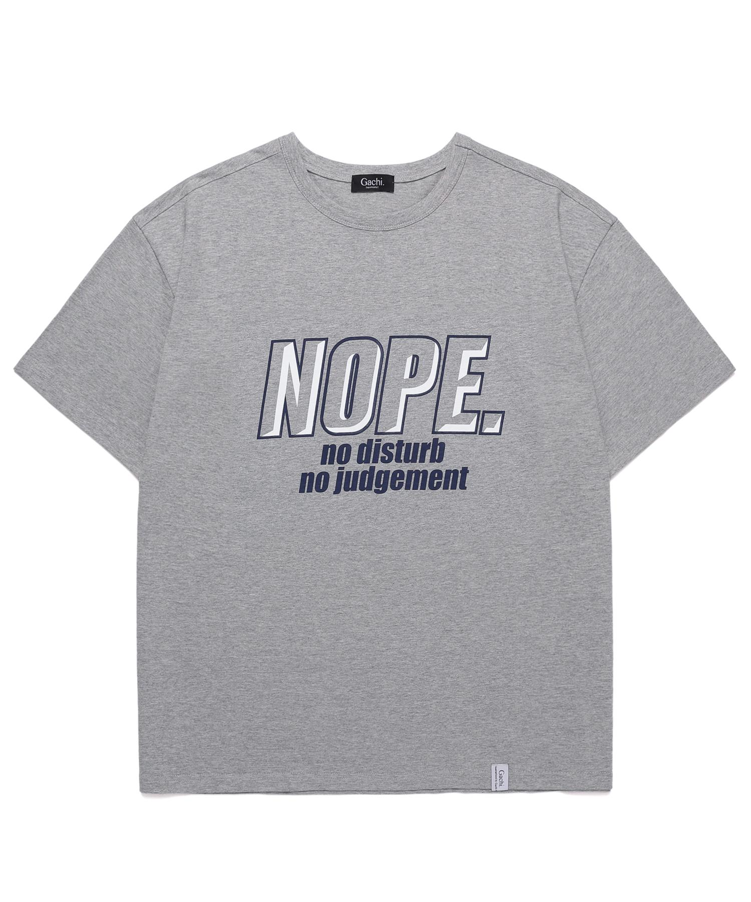 Gachi Loose Fit Nope. Printed Short Sleeve T-Shirt Gray L