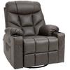 Manual Reclining Chair Recliner Armchair With Faux Leather Footrest Cup Holders 86x93x102cm Brown