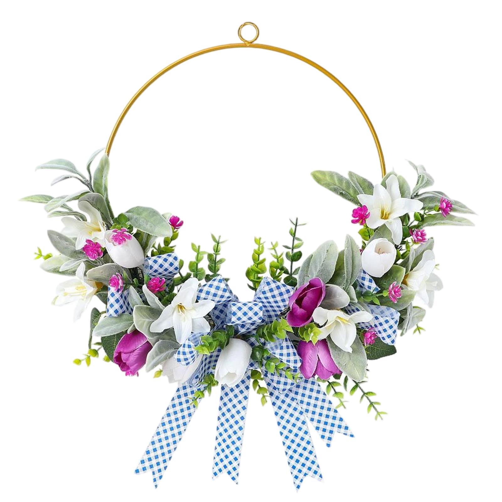 

40cm Easter Small Flower Decorative Wreath For Front Door And Wall, Easter And Mother s Day Decoration Wreath One Size білий