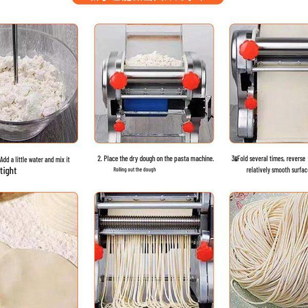 Hongchao Electric Noodle Press: Small Stainless Steel Automatic Machine for Household & Commercial Dough Rolling.