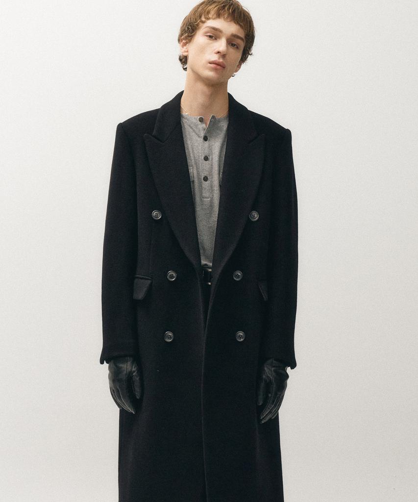 Noirer Cashmere Double-Breasted Coat (Black)