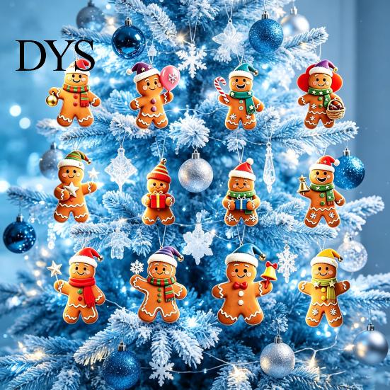 Christmas Home Window Decor Gingerbread Man Tree Hanging Ornaments, Wooden Decorative Pendants, Festive Party Favor Tags Lightweight Rustic