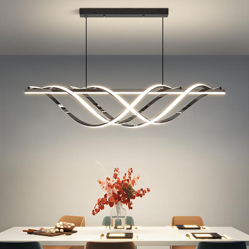 Nordic Modern Geometric Long Stripe Home Kitchen Ceiling Chandelier Simple Living Room Creative Personality Bar Chandelier