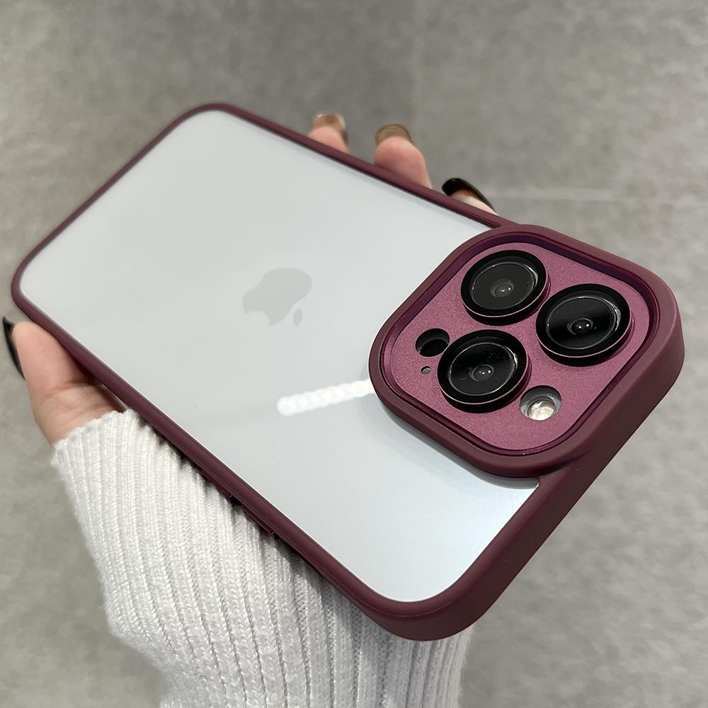 Luxuriöse Metall-Kameraschutzhülle für iPhone 15 14 Plus 13 12 11 Pro Max Transparent Stoßfest Armor Weiche Stoßstange Hartschale
