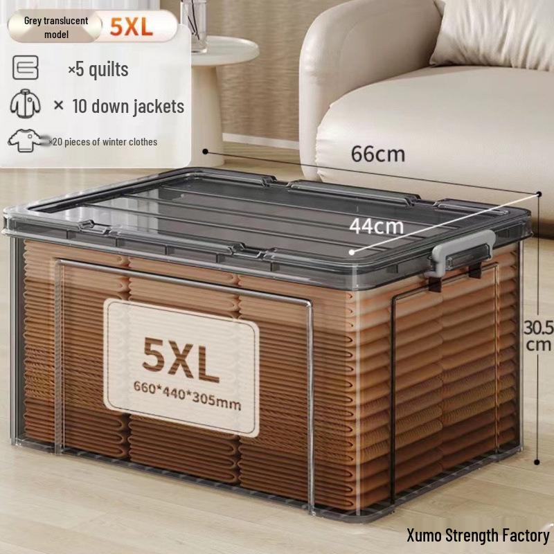 Large Capacity Transparent Plastic Storage Box for Clothes & Snacks - Orange