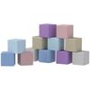 Soft Building Blocks, 12 Cubes of 20 x 20 x 20 cm, Easy-Care, Child-Safe, for 1-3 Years, Faux Leather