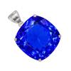 925 Sterling Silver Natural 119 Ct Square Cushion Pendant CERTIFIED Blue Gems AI-51-NS