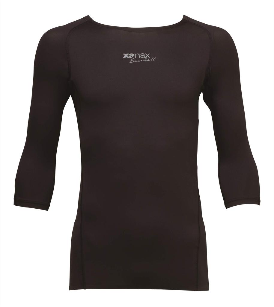 XANAX Baseball Low Size M Undershirt, Neck, 3/4 Sleeves, BUS-771, Black,