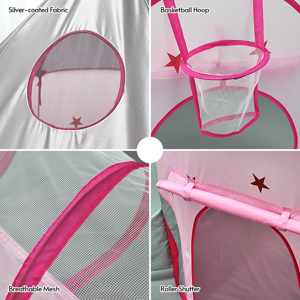 3 in 1 Kids Play Tent Crawl Tunnel and with Basketball Hoop Space Tent for Kids with Zippered Storage Bag for Boys Girls Toddlers Kids
