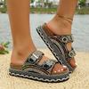 Women’s Buckle Rhinestone Platform Slide Sandals