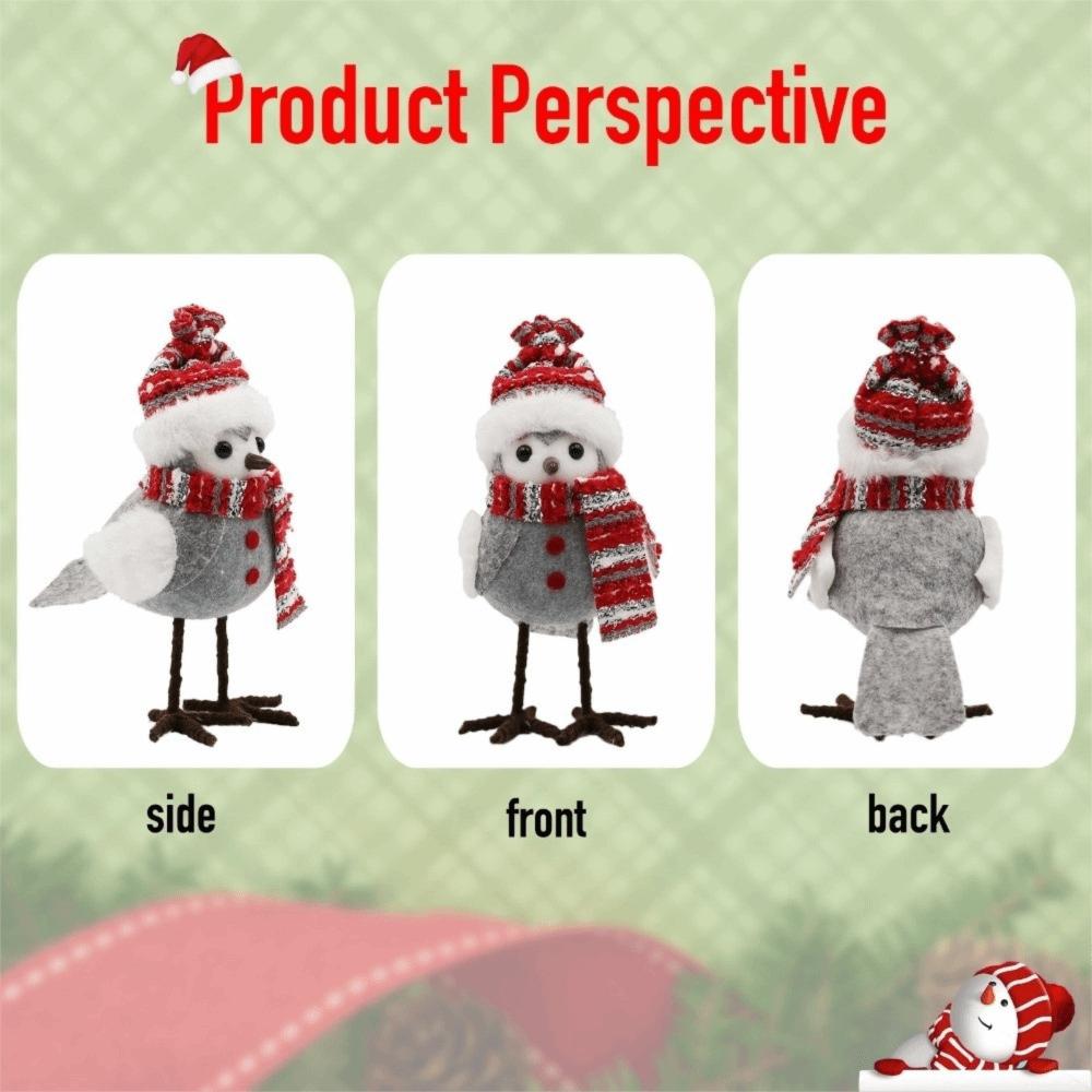 Tabletop Ornaments Christmas Bird Figurines with Hat Festive Bird Statue  Home Mantel