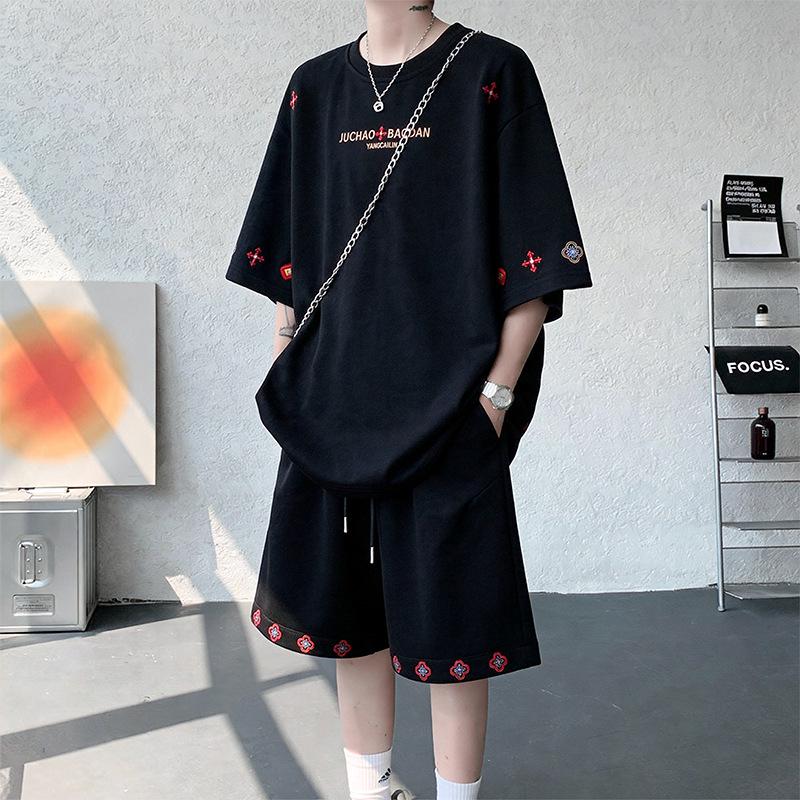 2026 American Style Embroidered Summer T-Shirt & Shorts Set for Men