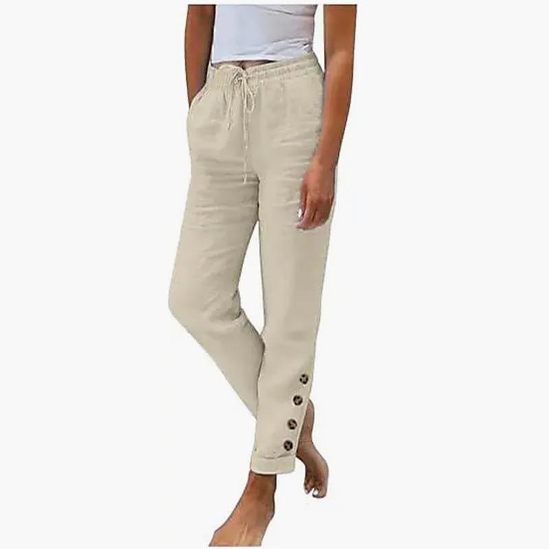 QICED Women's Fashion Casual Solid Color Print Pants & Capris