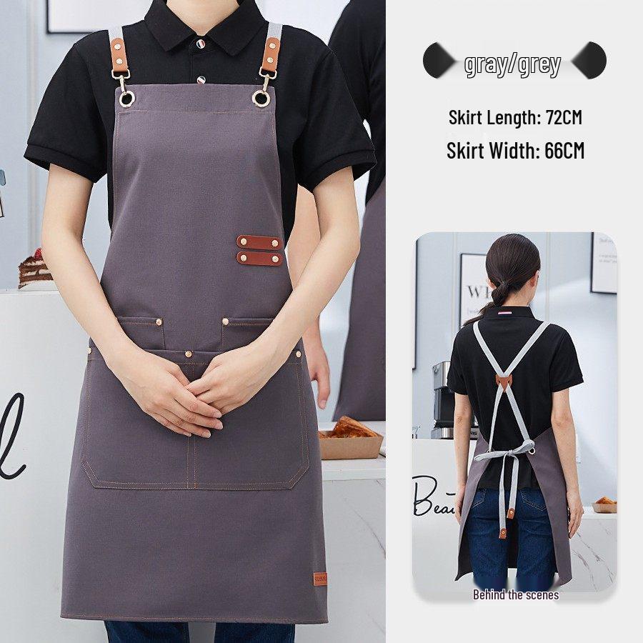 Canvas Apron with Logo Embroidery for Kitchen, Home, or Catering Shop.