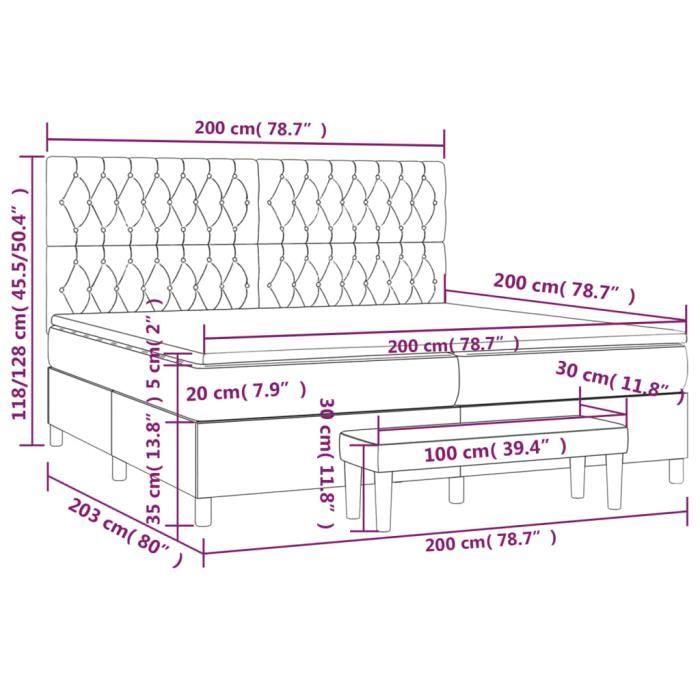 3138048 vidaXL Lit à sommier tapissier avec matelas Rose 200x200 cm Velours