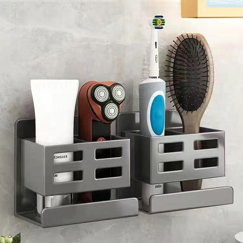 New Hole-Free Multifunctional Washbasin Storage Tube Bathroom Toothbrush Razor Storage Rack Wall-Mounted Bathroom Supplies