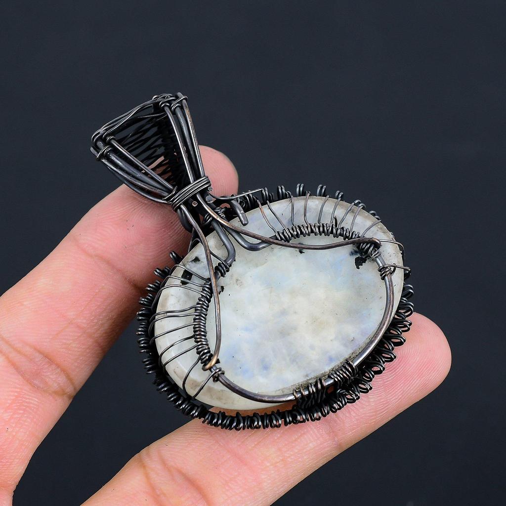 Tree Of Life Rainbow Moonstone Gemstone Handmade Pure Copper Wire Wrap Jewelry Lovely Pendant For Love