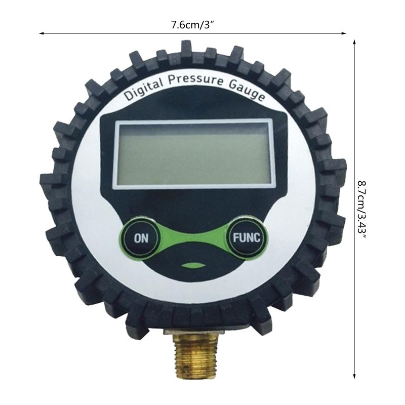Digital Pressure Gauge with 4 Units Tyre Tire Air Pressure Gauge 0-200PSI 13mm/1/2in Thread Air Pressure meter for Auto