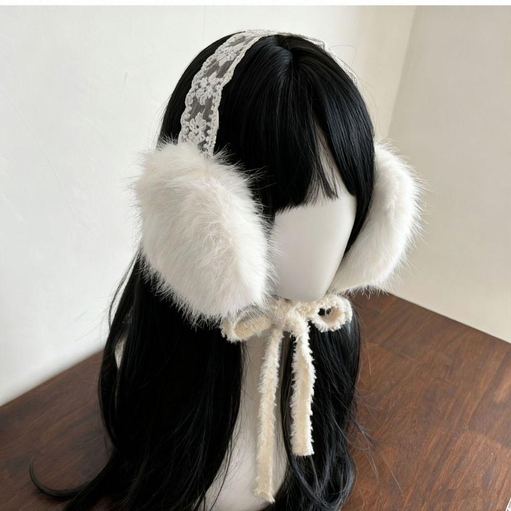 Thicken Lace Plush Earmuffs JK Headwear Ear Cover Cute Warm Ear Muffs  Female