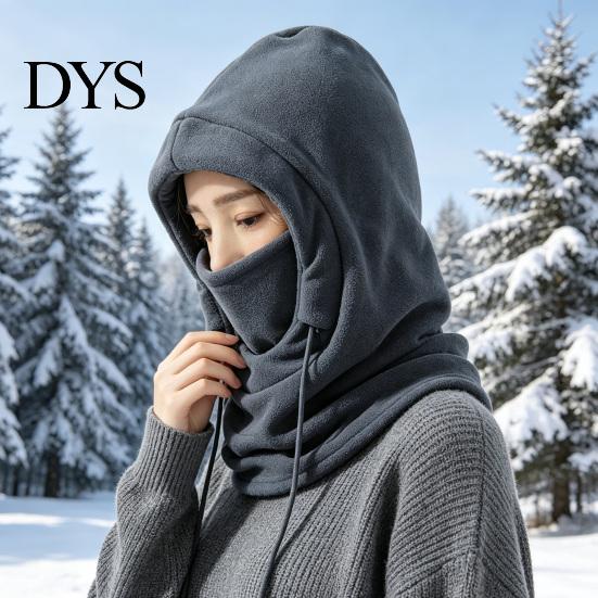 Thermal Gear for Autumn Winter Sports Balaclava Hat with Drawstring, Windproof Polar Fleece Hooded Scarf, Protection Motorbike Riding Breathable Face