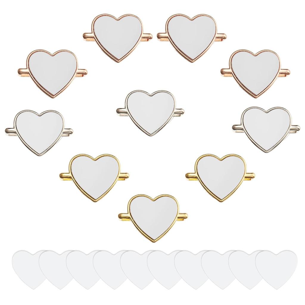NICENEEDED 10 PCS Blank Sublimation Watch Charms for Smartwatch, Blank Photo Watch Charms ID Charm for Watch, Heart Charm for DIY Photo Jewelry