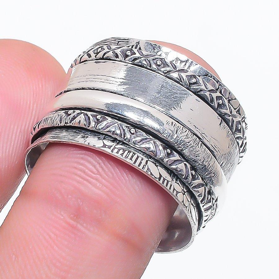 Natural Meditation Spinner 925 Sterling Silver Jewelry Ring Size 9.5 m4l17