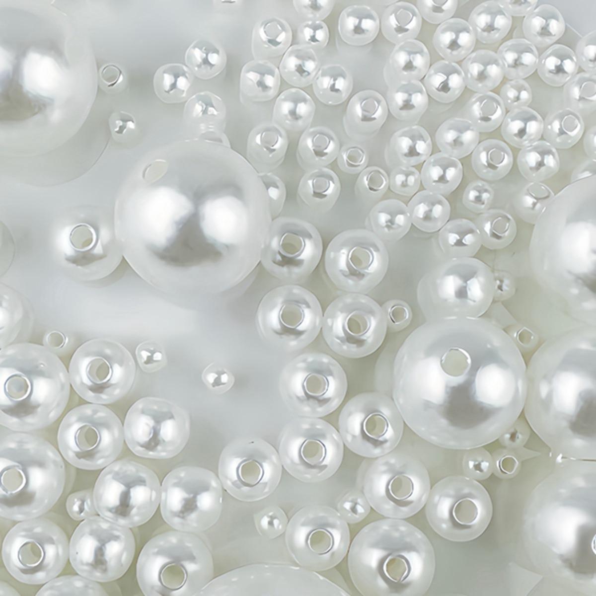 ABS Through-Hole Imitation Pearl Beads for DIY Necklaces, Bracelets, and Jewelry Accessories. 6mm, Hole 1.5mm (100 pcs/bag) белый