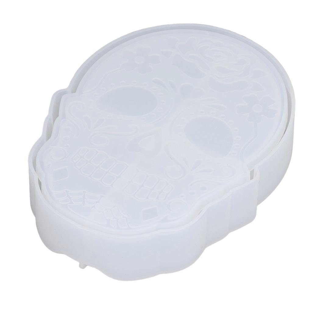Storage Box Silicone Mold Skull Shape Easy Demolding Epoxy Resin Mold with Lid for DIY Cosmetic Jewelry Storage Box