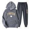 Winter New Men's Casual Sports Loose Personalized Print Youth Fashion Trend Personal Wear Hoodie Set