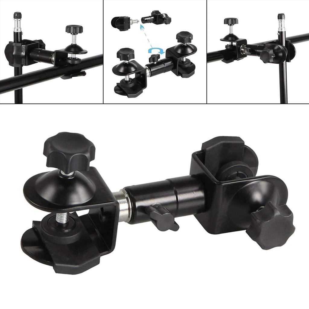 Camera Umbrella Clip Mount Outdoor Tripod Umbrella Holder Clip Bracket Stand Dual-head U-clamp Photography Accessory