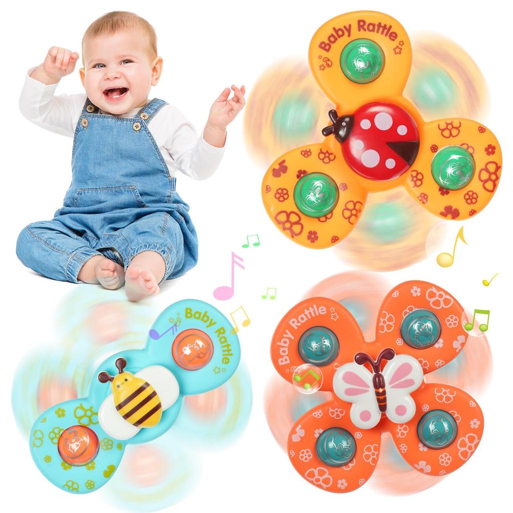 Hand Spinner Baby Spins Educational Baby Bath Water Play Popular for Ages 0 To Birthday Cute 3 Pieces Toy, Well, Toy, Spinner, Toy, 3, Gift, Insects,