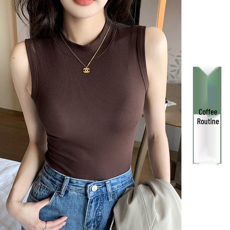 H520 Women's Sleeveless Ribbed Round Neck Camisole - Covers Underarm Fat, Perfect As Top or Undergarment