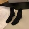 Women's Fleece-lined Small Leg Boots High Heel Korean Style Winter Shoes  New Autumn Short Boots Rubber Material