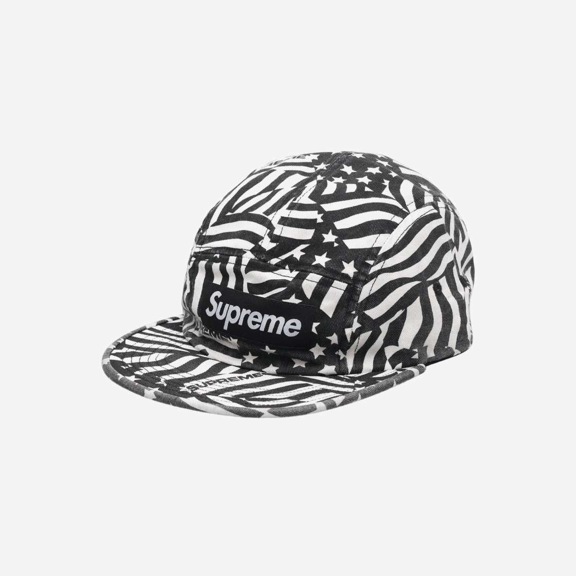 

Supreme Washed Chino Twill Camp Cap Black Flags 20SS -
