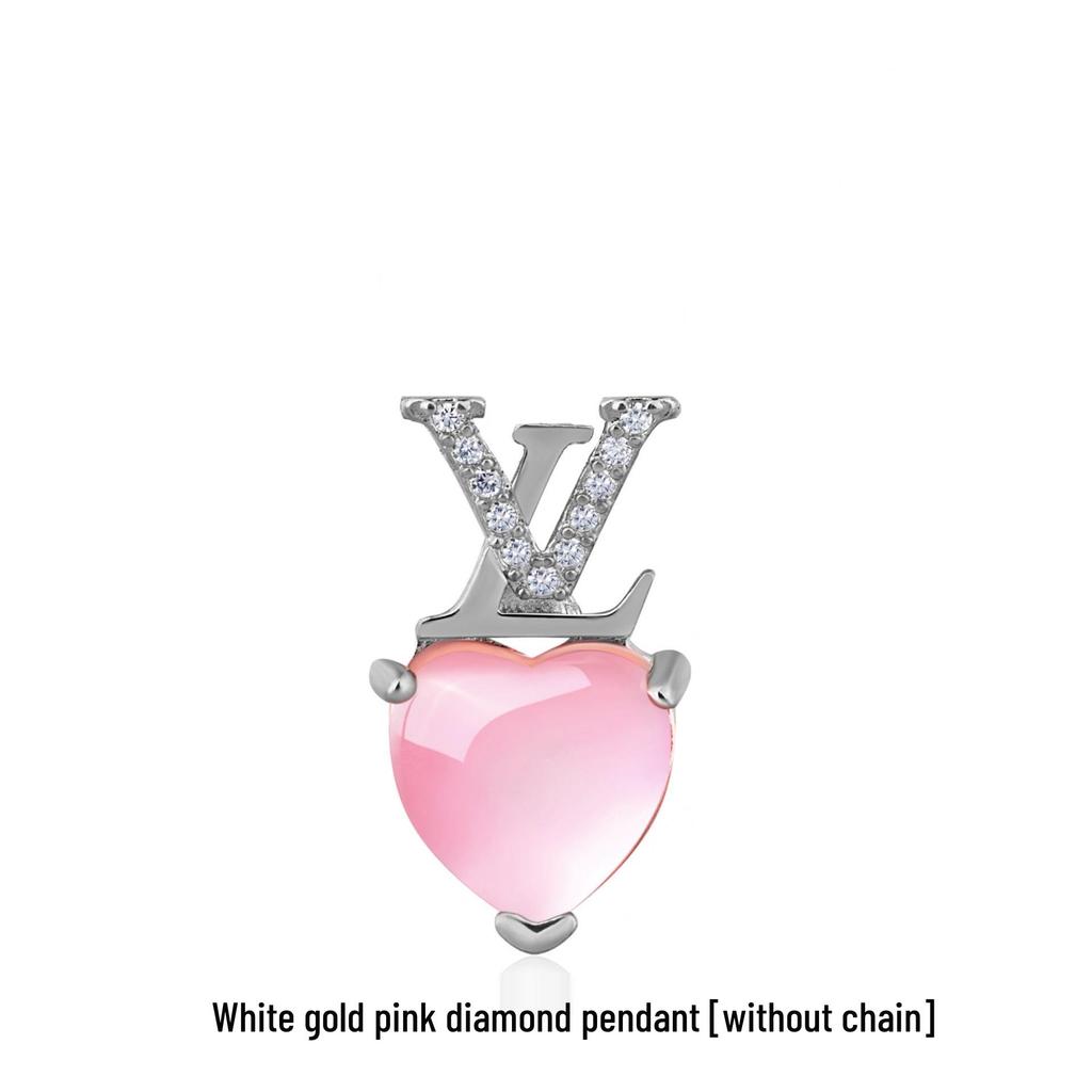 Korean Style Rose Gold Heart Necklace with Natural Rose Quartz Pendant - Women's Pink Crystal Clavicle Chain