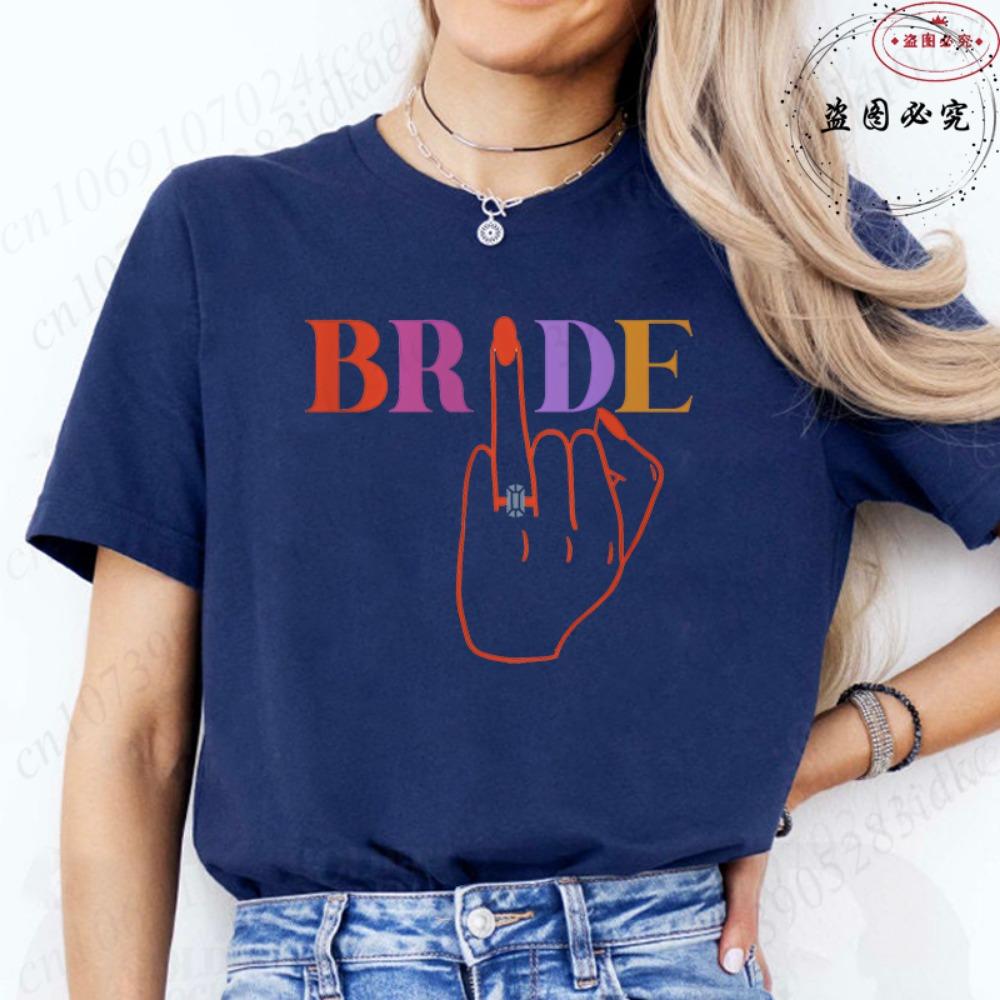 Bridal Shower Special: Fashion Finger Graphic Team Bride T-shirts, Women Clothing for Single Farewell & Bride Squad Tees D001