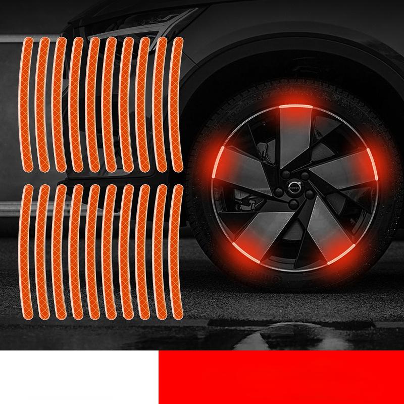 NEW 10/20pcs Car Hub Reflective Sticker Car Accessories Decorative Strips General for Use of Bicycle Automobile and Motorcycle Tyre