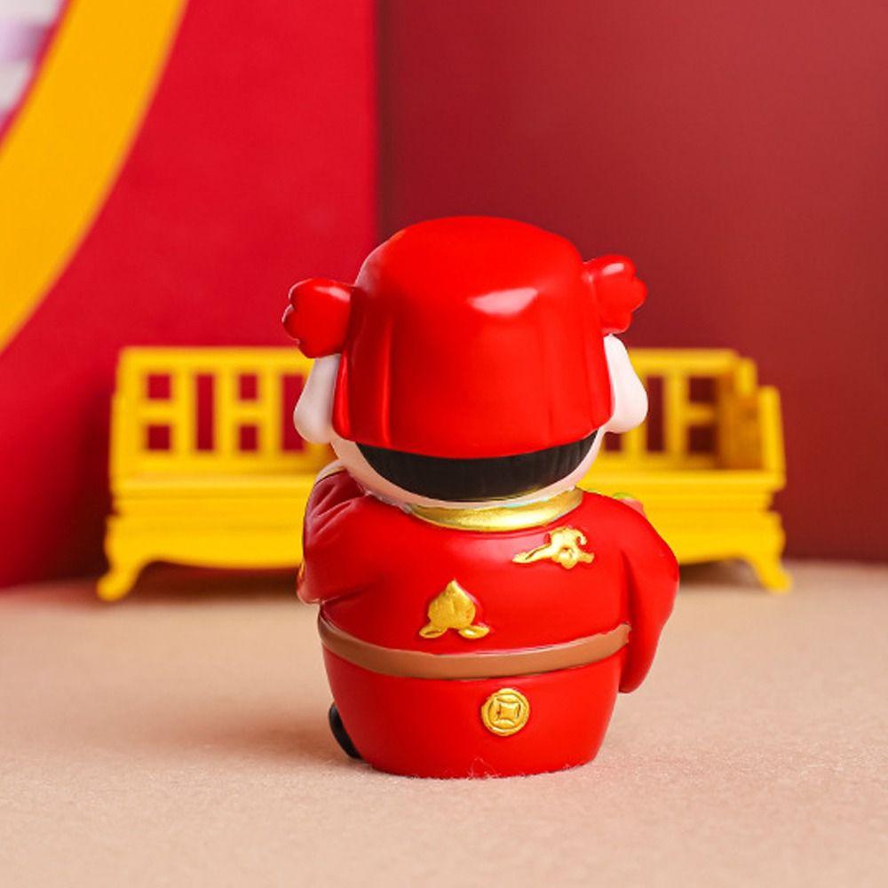 Cute Mini God of Wealth Figurine Fortune Chinese God Statue  Home Office Accessories