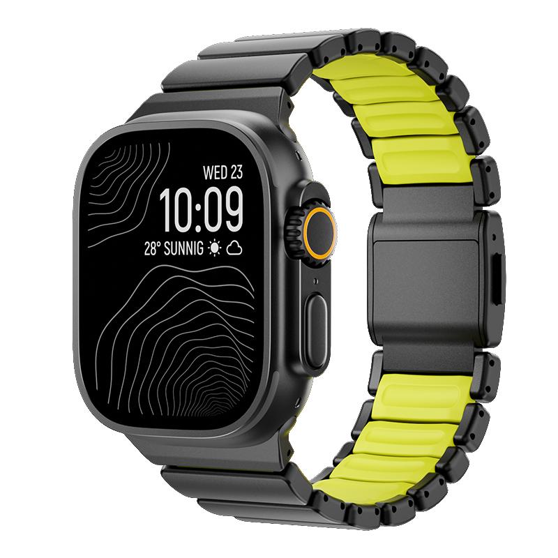 

Титановий металевий ремінець для Apple Watch Ultra 3 11 10 9 8 7 SE Силіконовий магнітний браслет Ремінець iWatch 42мм 44 45мм 46мм 49мм 2028 (S10 11)46mm&Steel Material