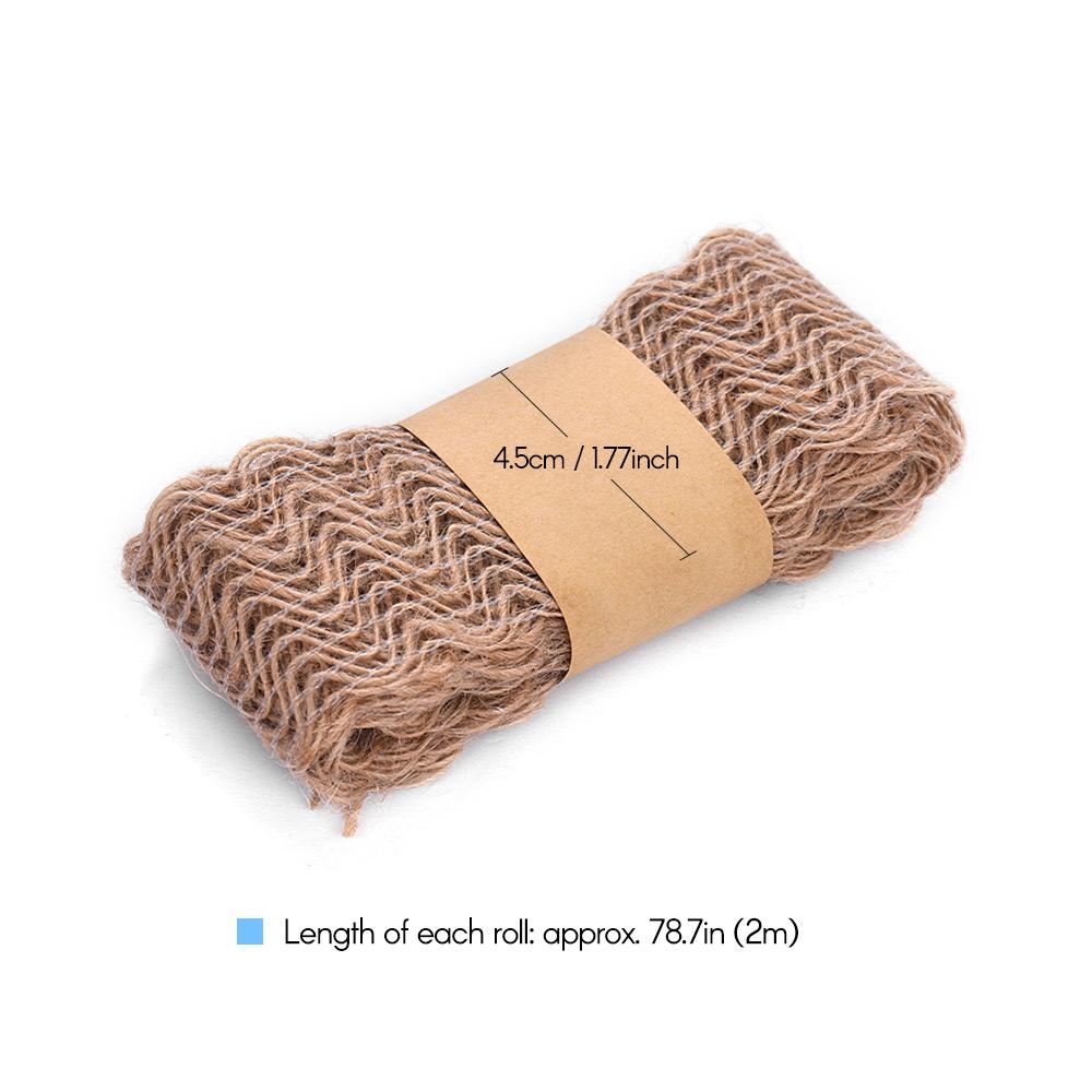 8Pcs Burlap Ribbon Roll Trim Fabric Roll Wide Ribbon Crafts Width 45mm for Gift Packing Wedding Decoration Hand Craft