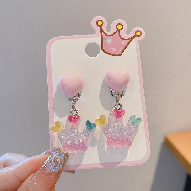 Non-Pierced Kids' Cartoon Earrings - Sweet Princess Dangle Clips