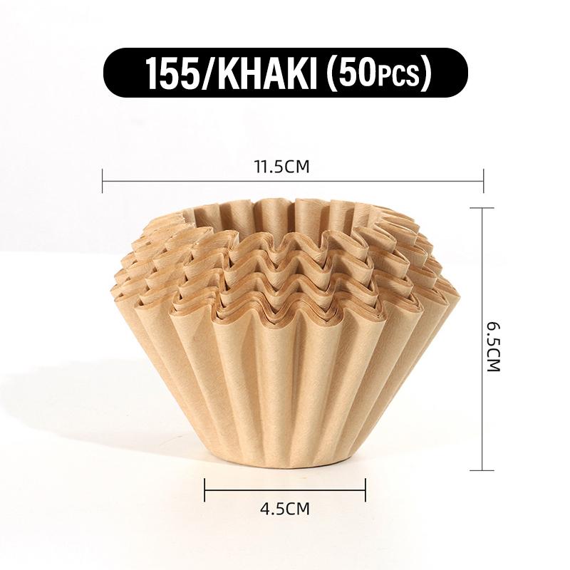 50-100Pcs Kraft Paper Coffee Filter Papers Bowl Shape Origami 2-4 Cups Wave Dripper Coffee Filter Papers Disposable Coffeeware