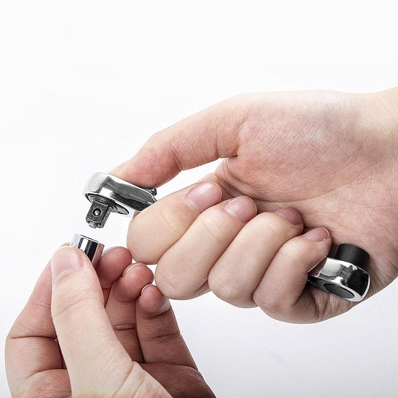 1PCS Mini 1/4 Inch Double Ended Socket Ratchet Wrench Rod Screwdriver Bit Tool Contain 1 X Ratchet Handle Wrench Micro Ratchet