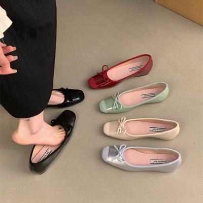 Inner Height Increase French Small Red Single Shoes Women's Shoes Spring and Autumn 2025 Summer Bow Ballet Gentle Evening Shoes
