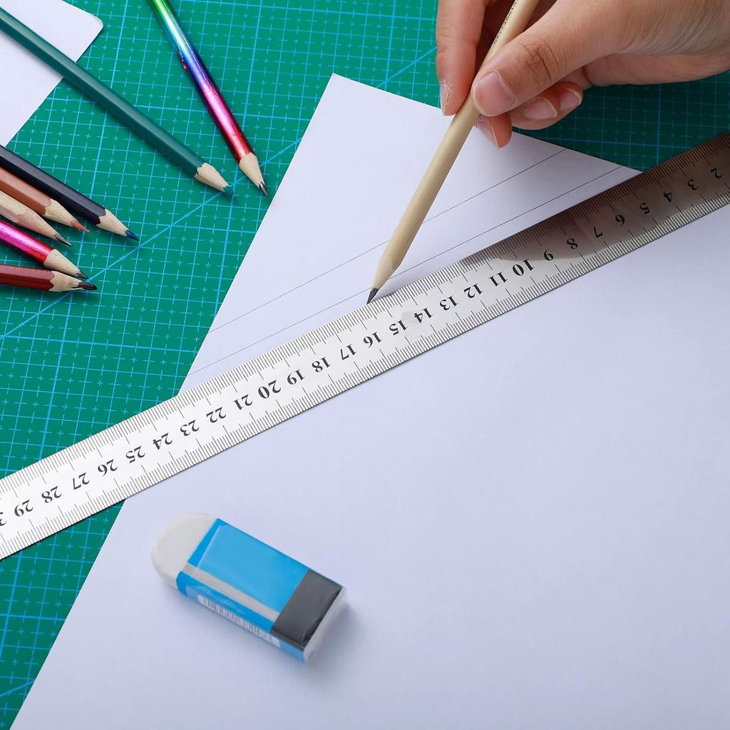 Lothee 6 Pieces Metal Yard Stick Meter Stick Large Stainless Steel Ruler Bulk Rule Measuring 1 Meter 40 Inch / 100 cm Measure Straight Edge for