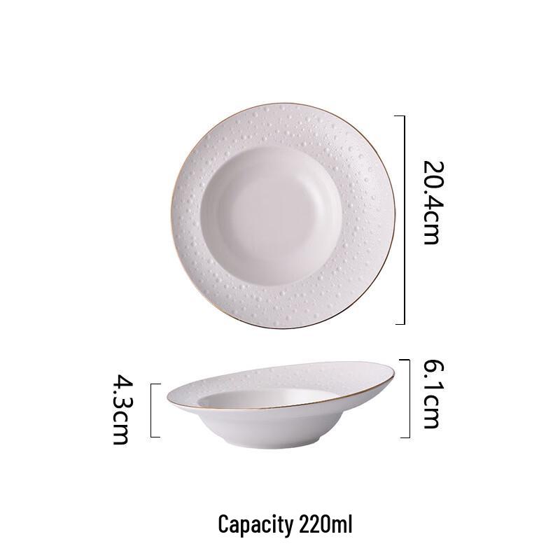 Premium Nordic Gold-Rimmed Deep Soup & Pasta Plate