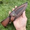 24 cm feststehender Messerhalter mit gerader Klinge, Spaltleder, geprägte Scheide aus Rindsleder, universelle Messerhülle für Jagdmesserholster