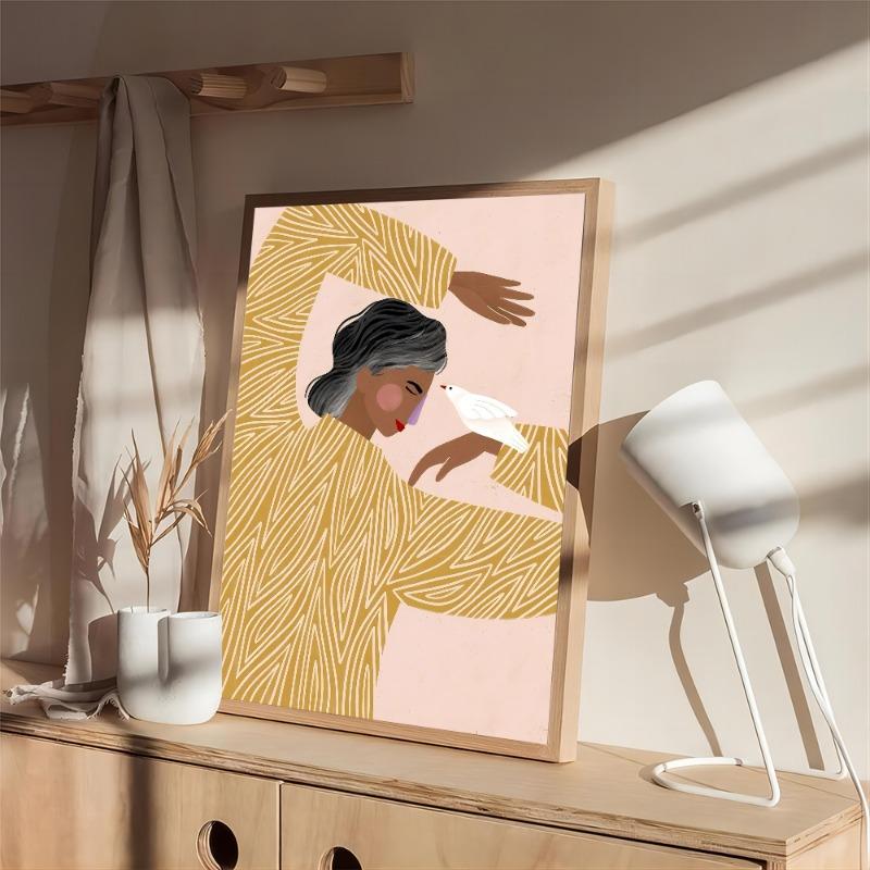 Fashion Girl Retro Sticker Poster Wall Art Home Decoration White Paper Print Art Poster Wall Sticker